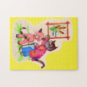 kattenfamiliestamboom legpuzzel (Horizontaal)