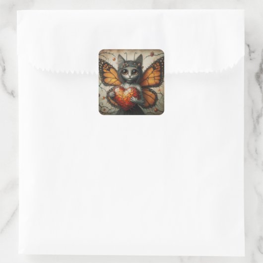 kattenfee vierkante sticker (Tas)