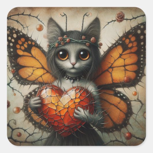kattenfee vierkante sticker (Voorkant)