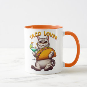 Kattenfeest met taco en drankje mok