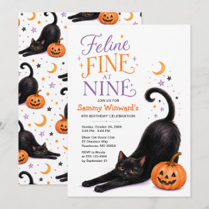 Kattenfeest op negen Halloween 9de verjaardag Kaart