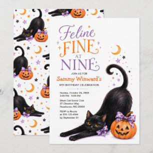 Kattenfeest op Negen Halloween 9de Verjaardag Kaart