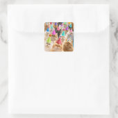 Kattenfeest Vierkante Sticker (Tas)