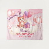 Kattenfeestapijtje verjaardag wandkleed (Voorkant (horizontaal))