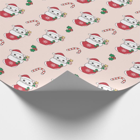 Kattenfeestdag met kerstwintersneeuw cadeaupapier (Hoek)