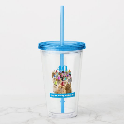 Kattenfeestje Acryl Drinkbeker (Voorkant)