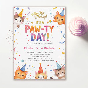 Kattenfeestje Kleurrijke Kittens Kinderen Schattig Kaart