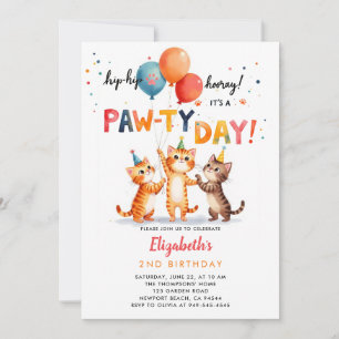 Kattenfeestje Speelse Kittens Ballonnen Verjaardag Kaart