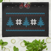 Kattenfiets lelijk kerstfeest theedoek (Gevouwen)