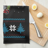 Kattenfiets lelijk kerstfeest theedoek (Quarter Fold)
