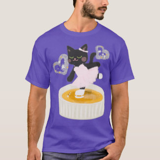 Kattenfiguur die op een crèmeblauw skwam t-shirt