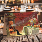 kattenFireplace Turkije Thanksgiving binnenste Feestdagen Kaart