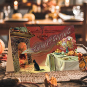kattenFireplace Turkije Thanksgiving binnenste Feestdagen Kaart