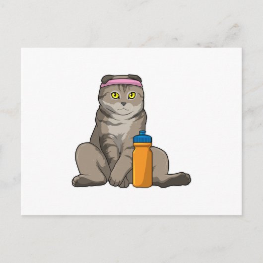 Kattenfitness drinkbeker briefkaart (Voorkant)