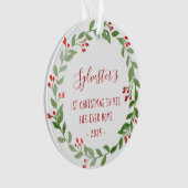 Kattenfoto 1e Kerst Waterverf Krans 2024 Ornament (voorkant)