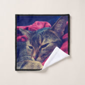 Kattenfoto, kat, huisdieren, grappige kat, pastela bad handdoek (Wasdoekje)