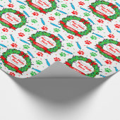 Kattenfoto Kerst krans patroon Cadeaupapier (Hoek)