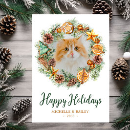 Kattenfoto Kerstkrans Feestdagenkaart