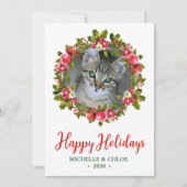 Kattenfoto Kerstkrans Feestdagenkaart (Voorkant)