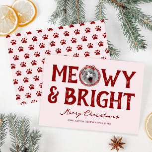 Kattenfoto Kerstmis met Meowy & Bright Doodle Feestdagenkaart