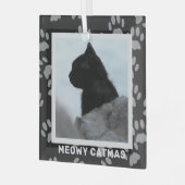 Kattenfoto Meowy Catmas Pet Glass Ornament (Voorkant links)