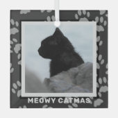 Kattenfoto Meowy Catmas Pet Glass Ornament (Voorkant)