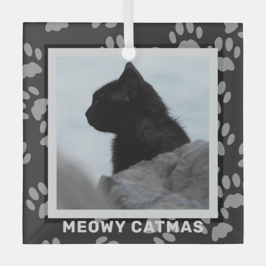 Kattenfoto Meowy Catmas Pet Glass Ornament (Voorkant)
