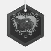 Kattenfoto Pootafdruk Hart Kerstbal Glas Ornament (Voorkant)