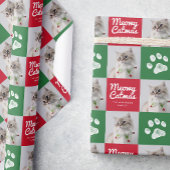 Kattenfoto Schattige Poot Kerst Cadeaupapier