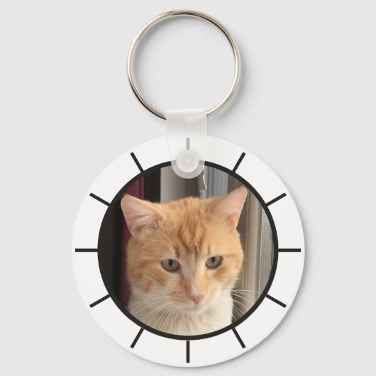 Kattenfoto, vervangbaar, Grappig Sleutelhanger (Voorkant)