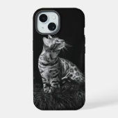 Kattenfoto zwart-wit  iPhone 15 case (Achterkant)