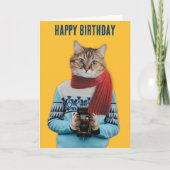 Kattenfotograaf in  trui  kaart (Voorkant)