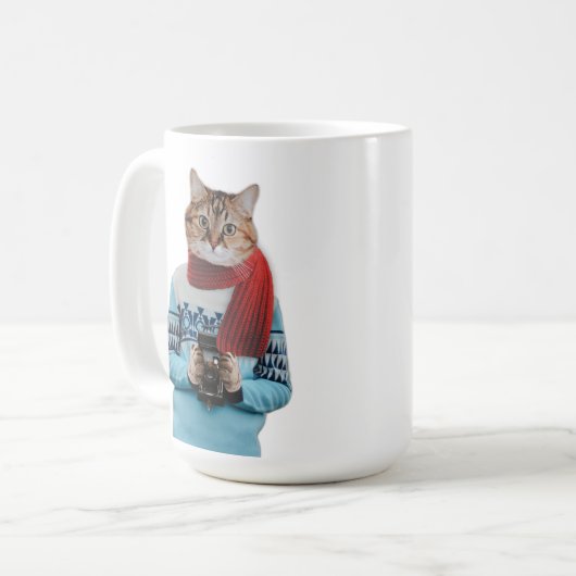Kattenfotograaf in  trui Quirky Koffiemok (Voorkant links)