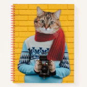 Kattenfotograaf in  trui Quirky Notitieboek (Voorkant)