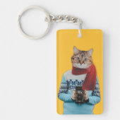 Kattenfotograaf in  trui Quirky Sleutelhanger (Voorkant)