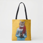 Kattenfotograaf in  trui Quirky Tote Bag (Voorkant)