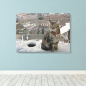 Kattenfotografie Single Canvas Afdruk (Insitu (Houten vloer))