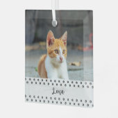 Kattenfotoholidaygeschenk voor huisdierliefhebbers glas ornament (Voorkant links)