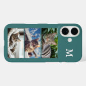 Kattenfoto's Dierenfoto's Monogrammed Blauwgroen Case-Mate iPhone Case (Achterkant (horizontaal))