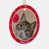 Kattenfoto's met tabby en sneeuwvlokken keramisch ornament (Rechts)