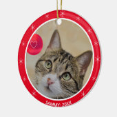 Kattenfoto's met tabby en sneeuwvlokken keramisch ornament (Links)