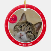 Kattenfoto's met tabby en sneeuwvlokken keramisch ornament (Achterkant)