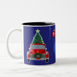 Kattengaren Kerstboom Little Red Truck Tweekleurige Koffiemok