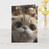Kattengeef Kerstkaart Kaart (Gele Bloem)