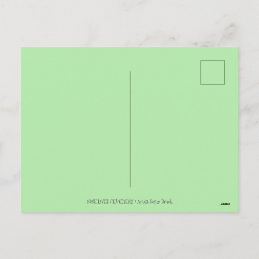 KATTENGEESTEN OP NEGEN LEVENS BEGRAAFPLAATS, GRIEZ FEESTDAGENKAART (Achterkant)