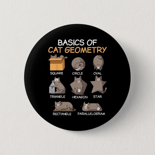 Kattengeometrie Wiskunde Grappige Kattencadeaus Vo Ronde Button 5,7 Cm (Voorkant)