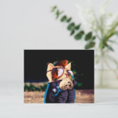 Kattengesteente gekleed in leren jasje briefkaart (Staand voorkant)