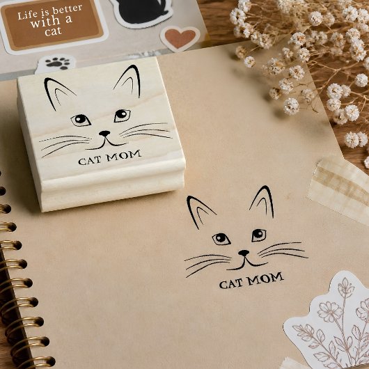 Kattengezicht aangepaste tekst rubberstempel