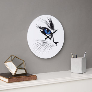 Kattengezicht Blauwe Oog Moderne Kattenliefhebber Grote Klok
