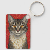 Kattengezicht Close-up Met Gouden Kintsugi Markeri Sleutelhanger (Achterkant)